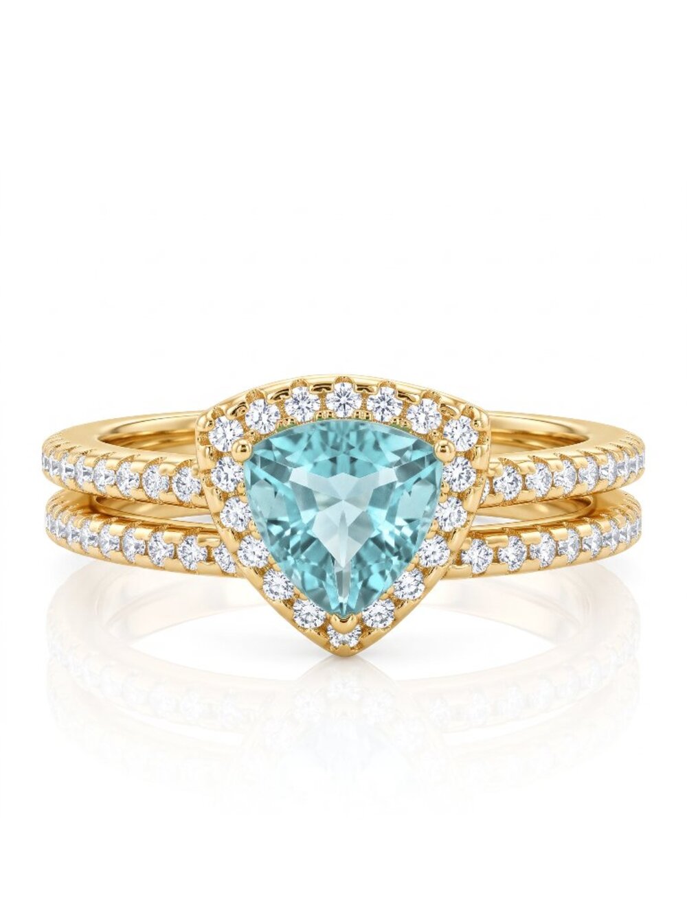 Gold and Aquamarine gem ring, 925 Sterling Silver, 10k gold Charmed Aroma